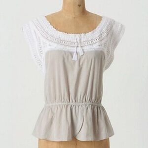 HD in Paris White and Gray Lace Blouse